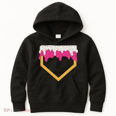 Baseball Ice Cream Dripping Drip Kids Hoodie
