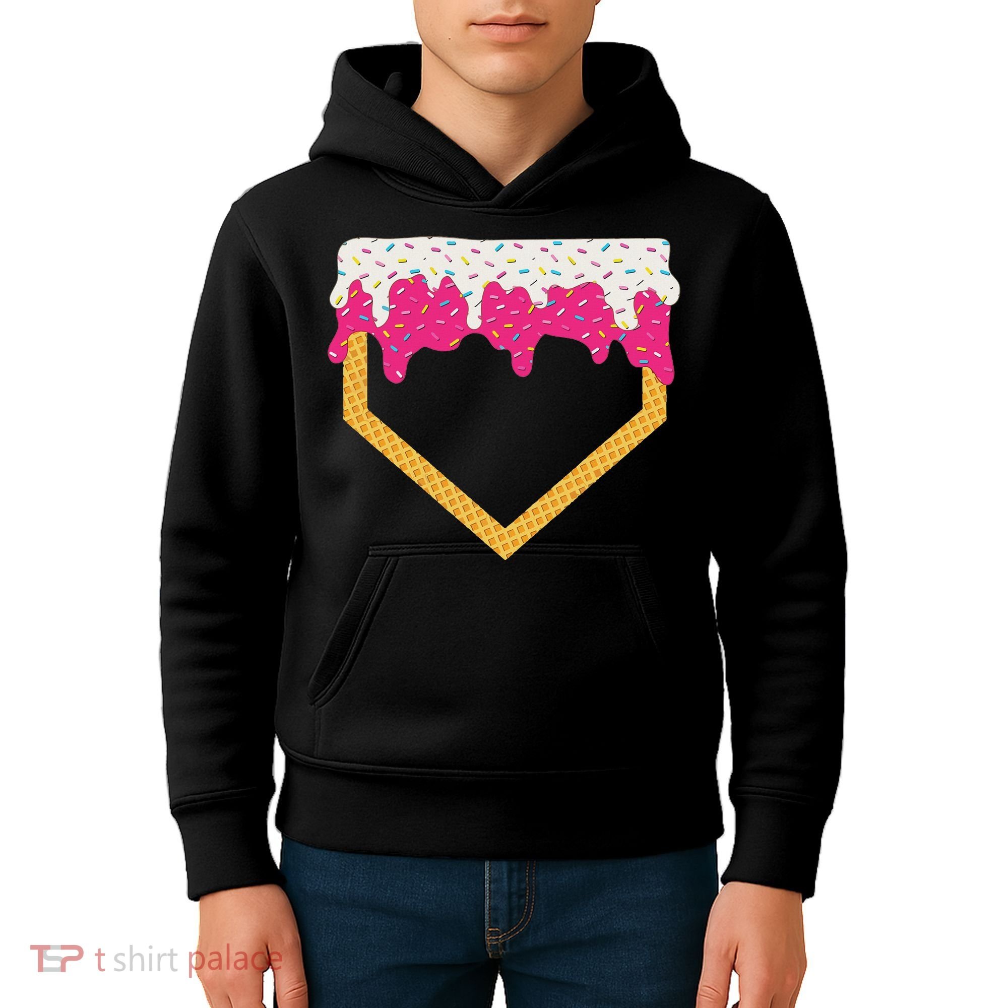 Baseball Ice Cream Dripping Drip Kids Hoodie