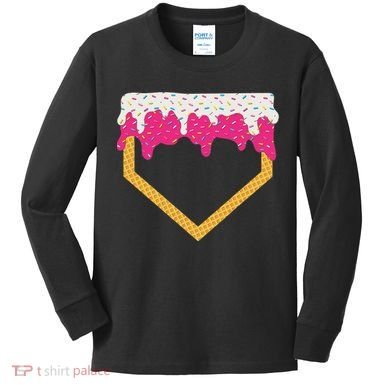 Baseball Ice Cream Dripping Drip Kids Long Sleeve Shirt