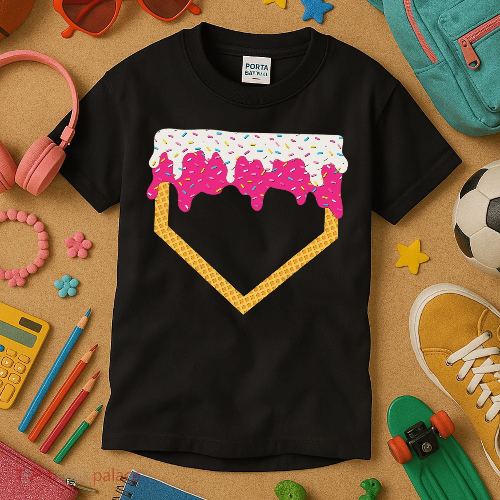 Baseball Ice Cream Dripping Drip Kids T-Shirt