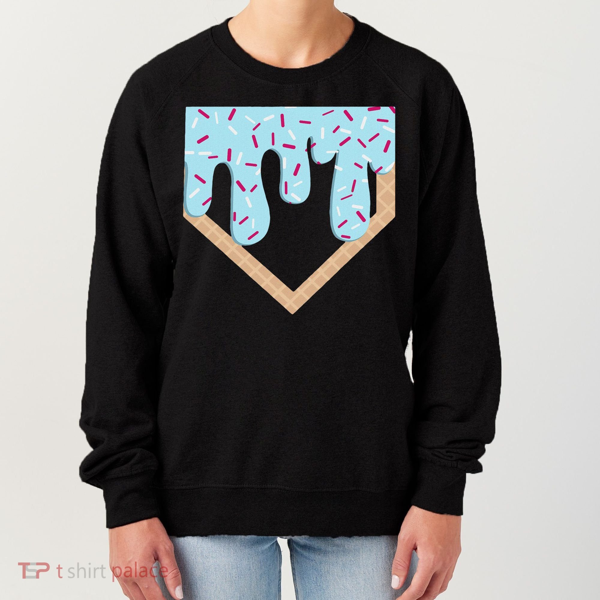 Baseball Ice Cream Dripping Home Plate Drip Women's Sweatshirt