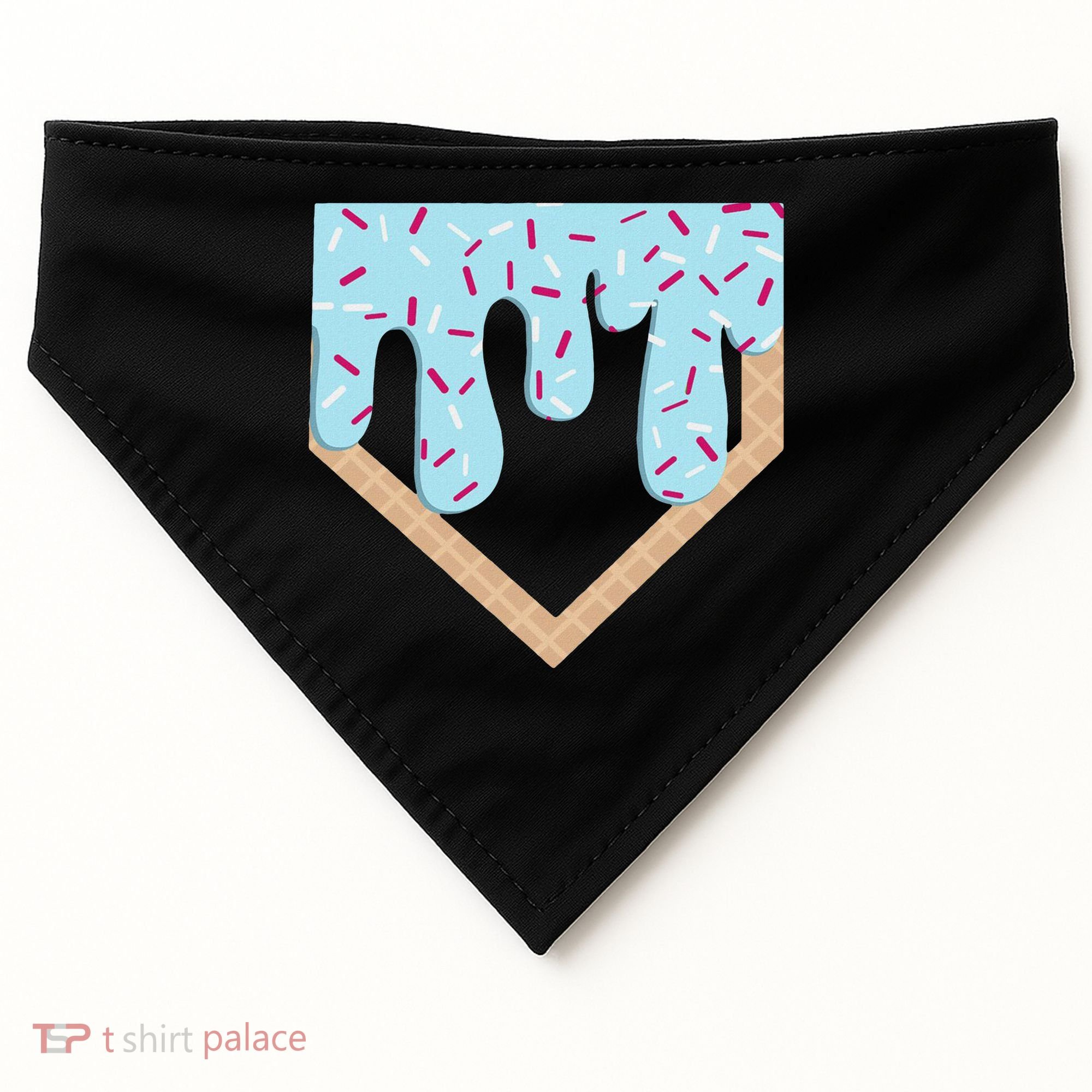 Baseball Ice Cream Dripping Home Plate Drip USA-Made Doggie Bandana