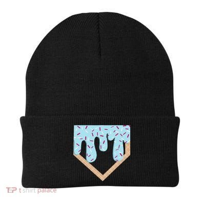 Baseball Ice Cream Dripping Home Plate Drip Beanie