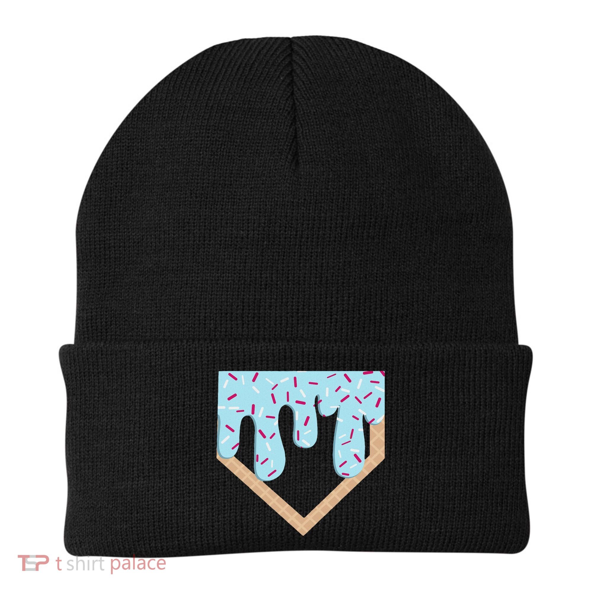 Baseball Ice Cream Dripping Home Plate Drip Beanie