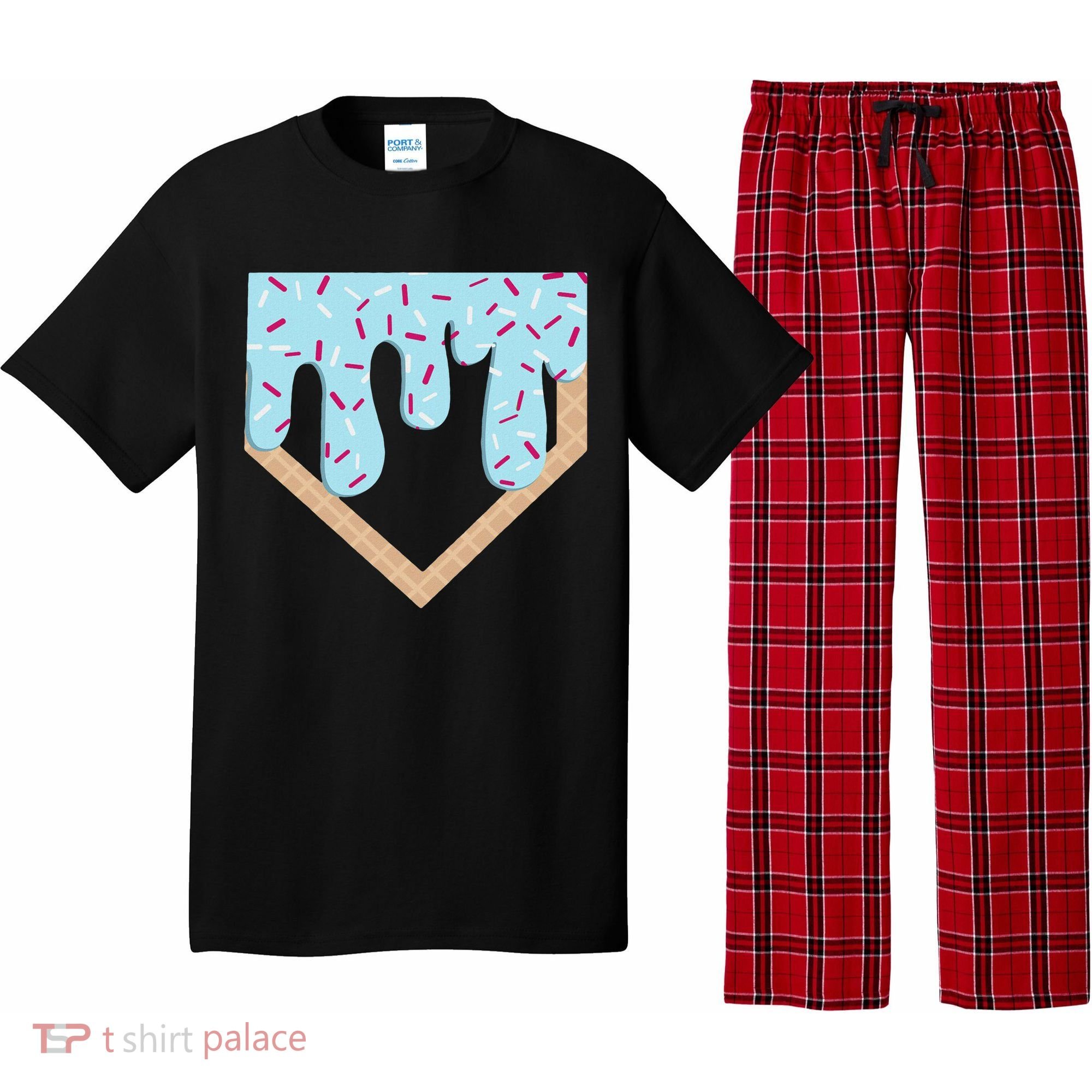 Baseball Ice Cream Dripping Home Plate Drip Pajama Set