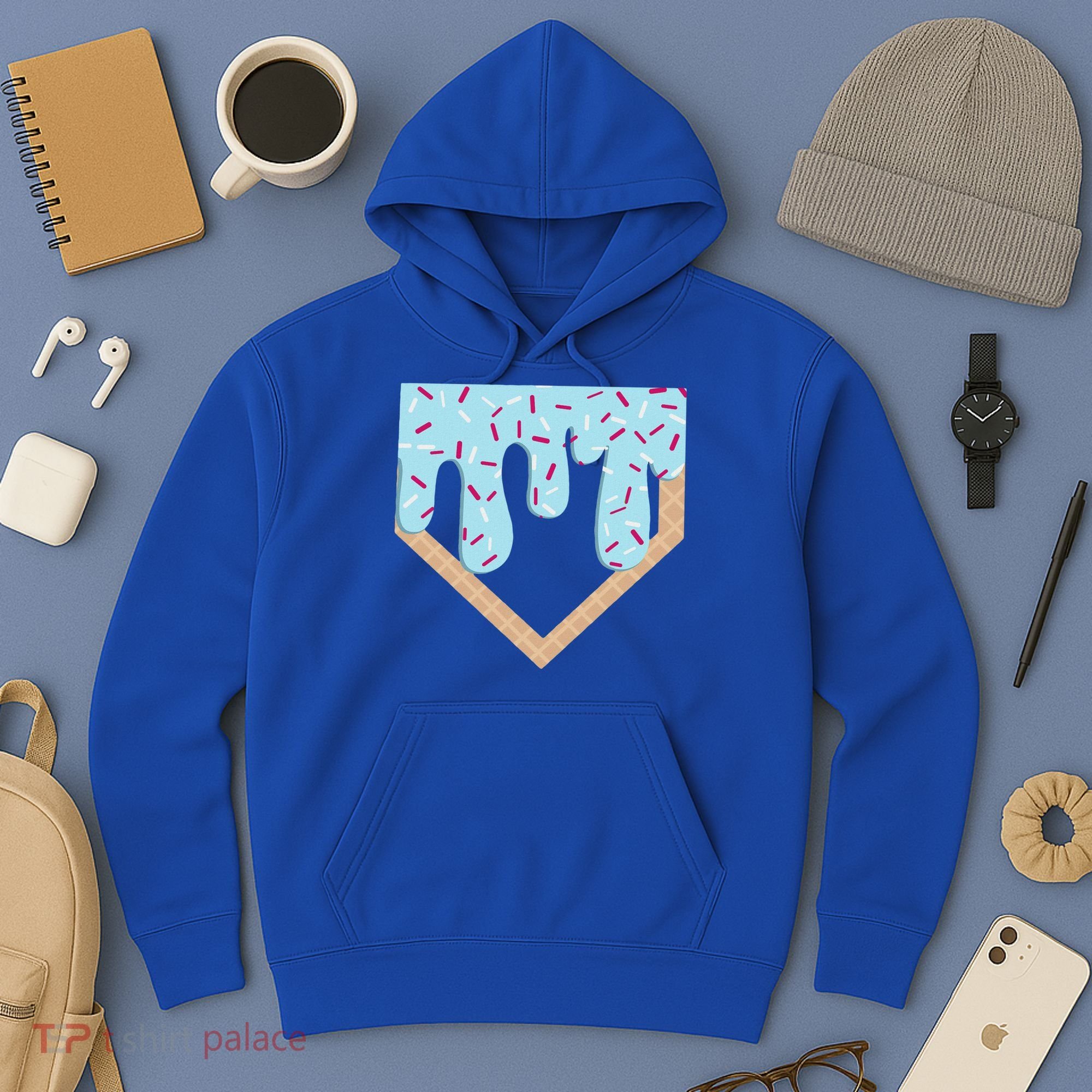 Baseball Ice Cream Dripping Home Plate Drip Hoodie