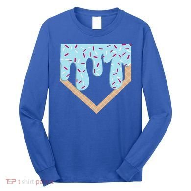 Baseball Ice Cream Dripping Home Plate Drip Long Sleeve Shirt