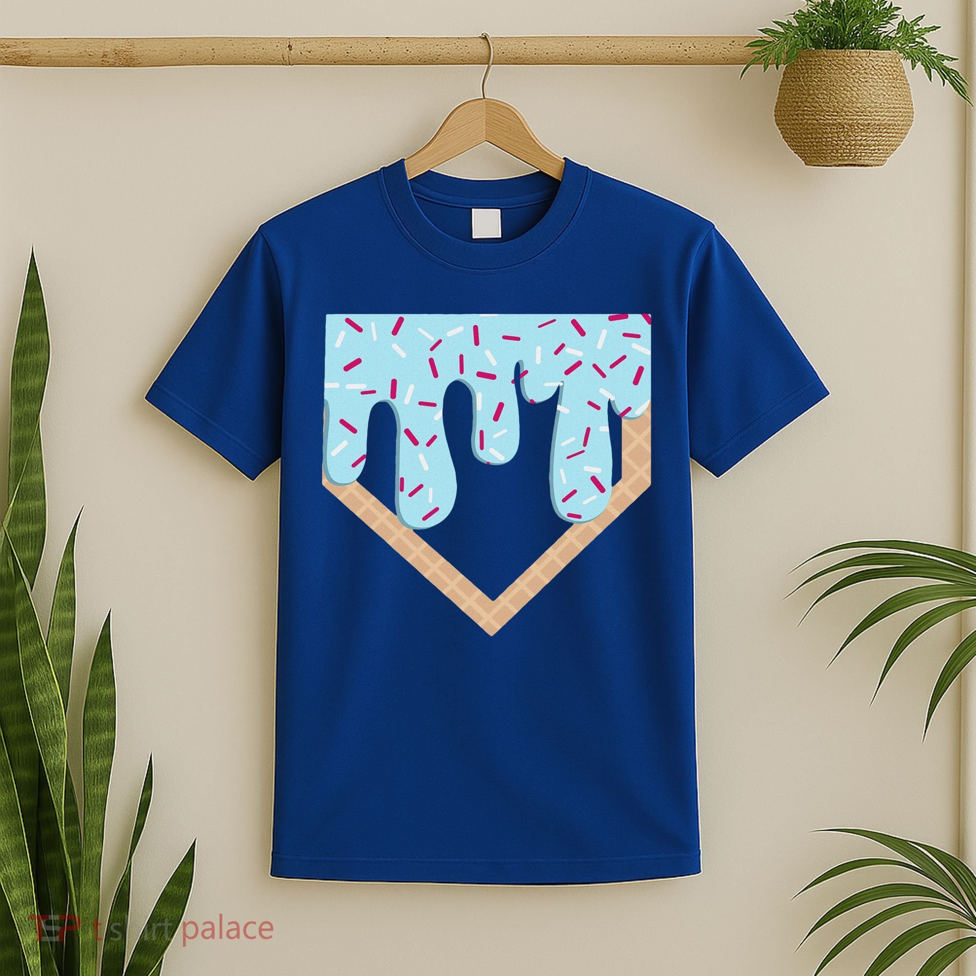 Baseball Ice Cream Dripping Home Plate Drip T-Shirt