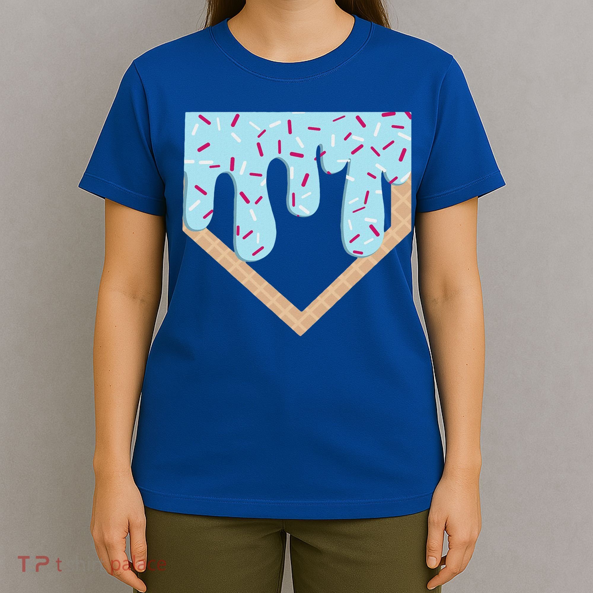 Baseball Ice Cream Dripping Home Plate Drip T-Shirt