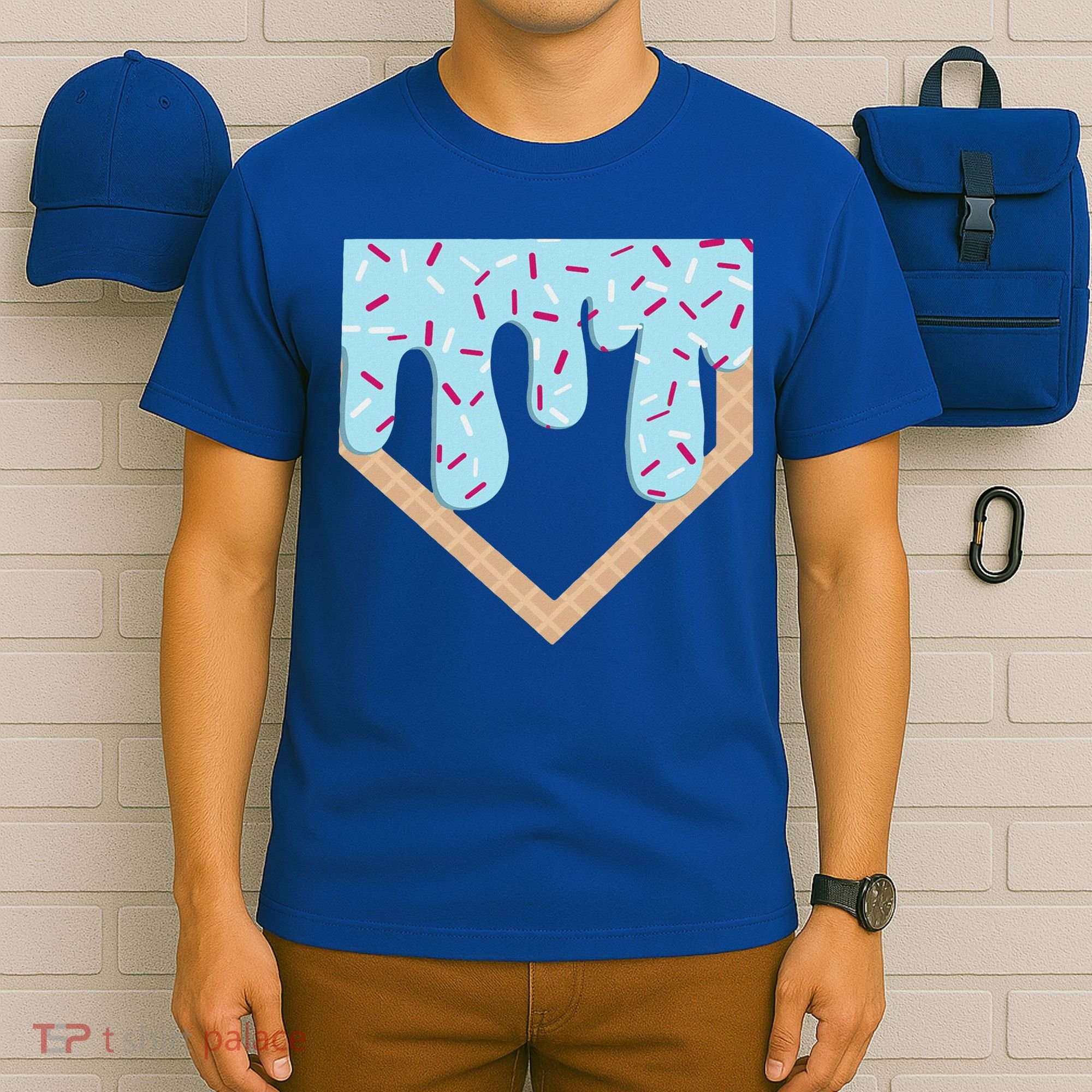 Baseball Ice Cream Dripping Home Plate Drip T-Shirt