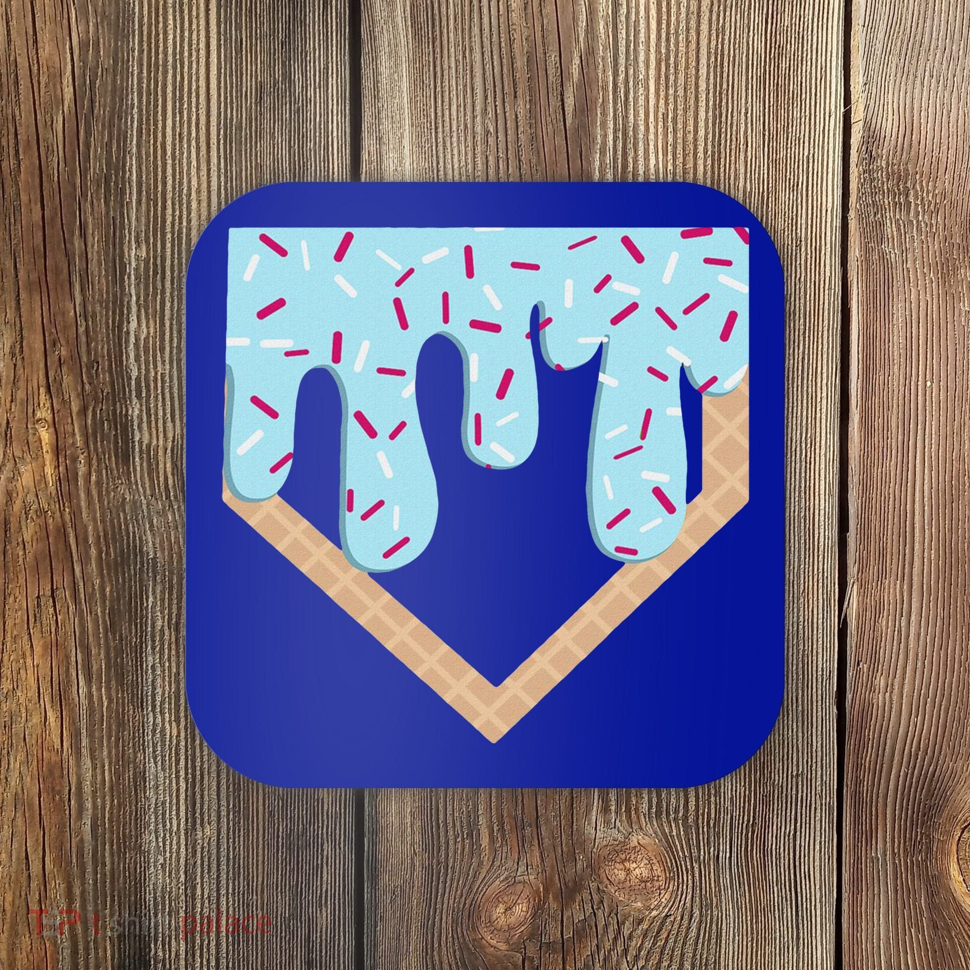 Baseball Ice Cream Dripping Home Plate Drip Coaster