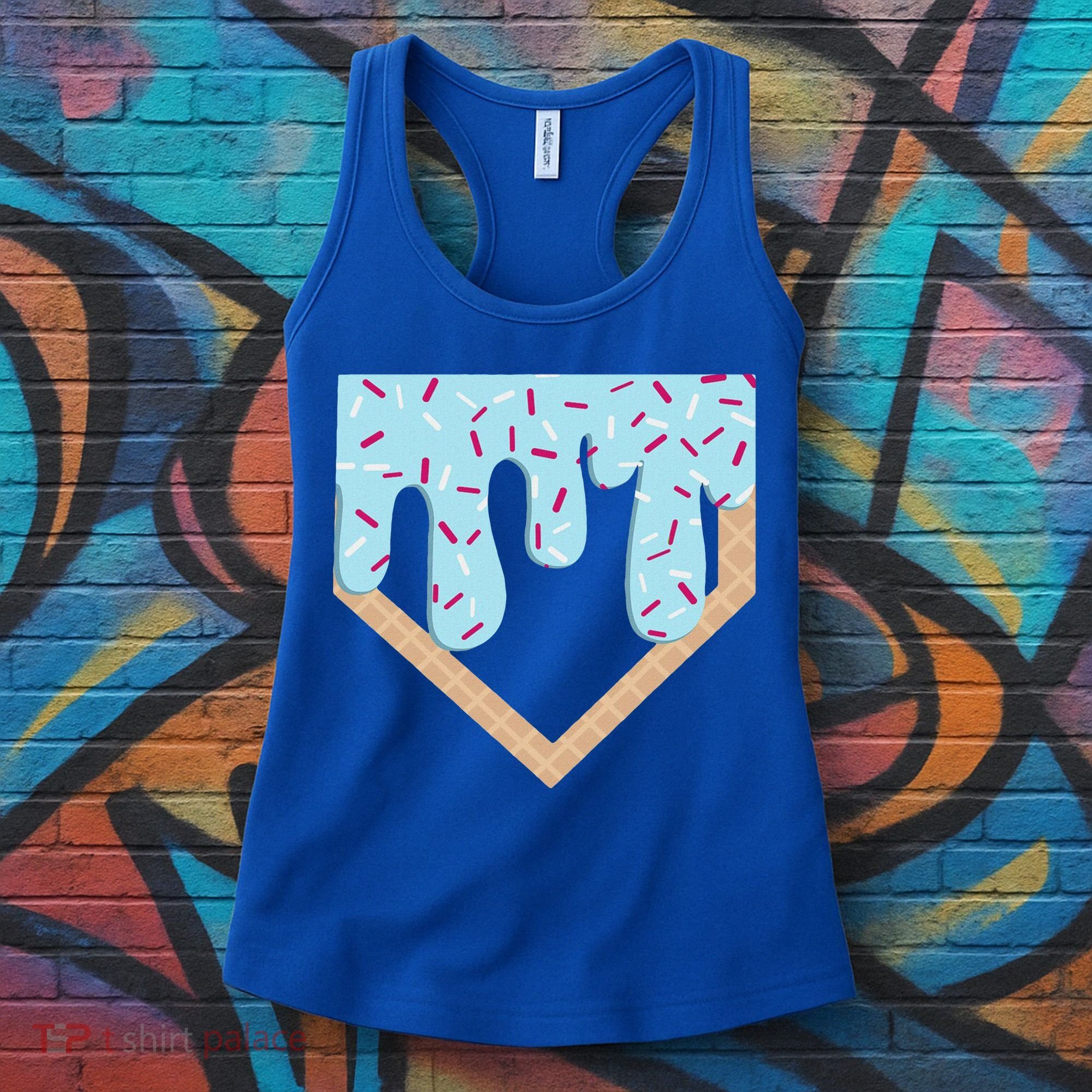 Baseball Ice Cream Dripping Home Plate Drip Women's Tank Top