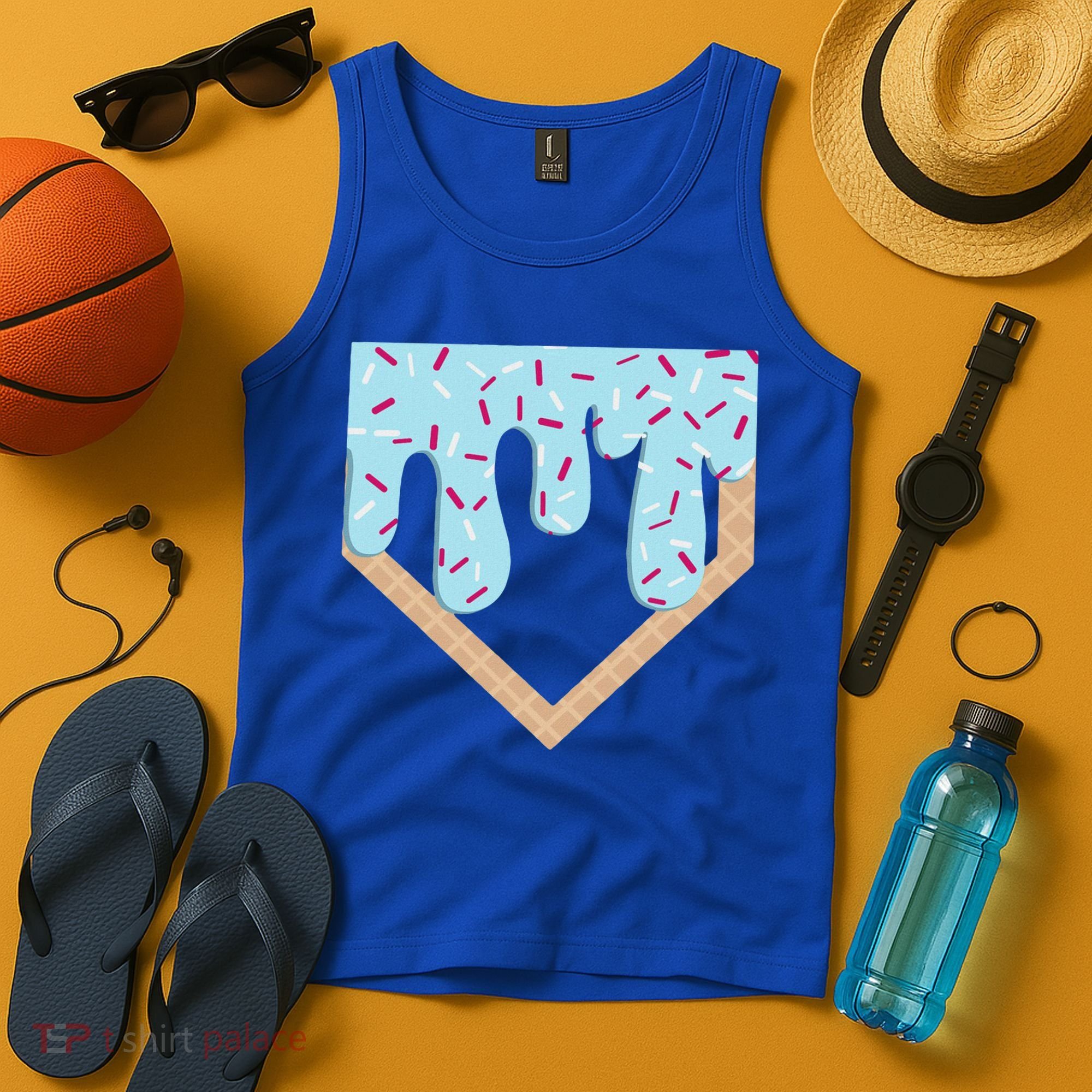 Baseball Ice Cream Dripping Home Plate Drip Tank Top