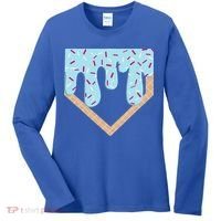 Baseball Ice Cream Dripping Home Plate Drip Women's Long Sleeve Shirt thumb 0