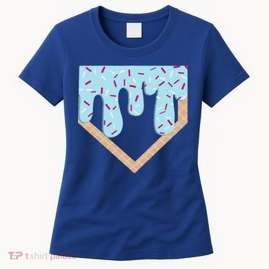 Baseball Ice Cream Dripping Home Plate Drip Women's T-Shirt