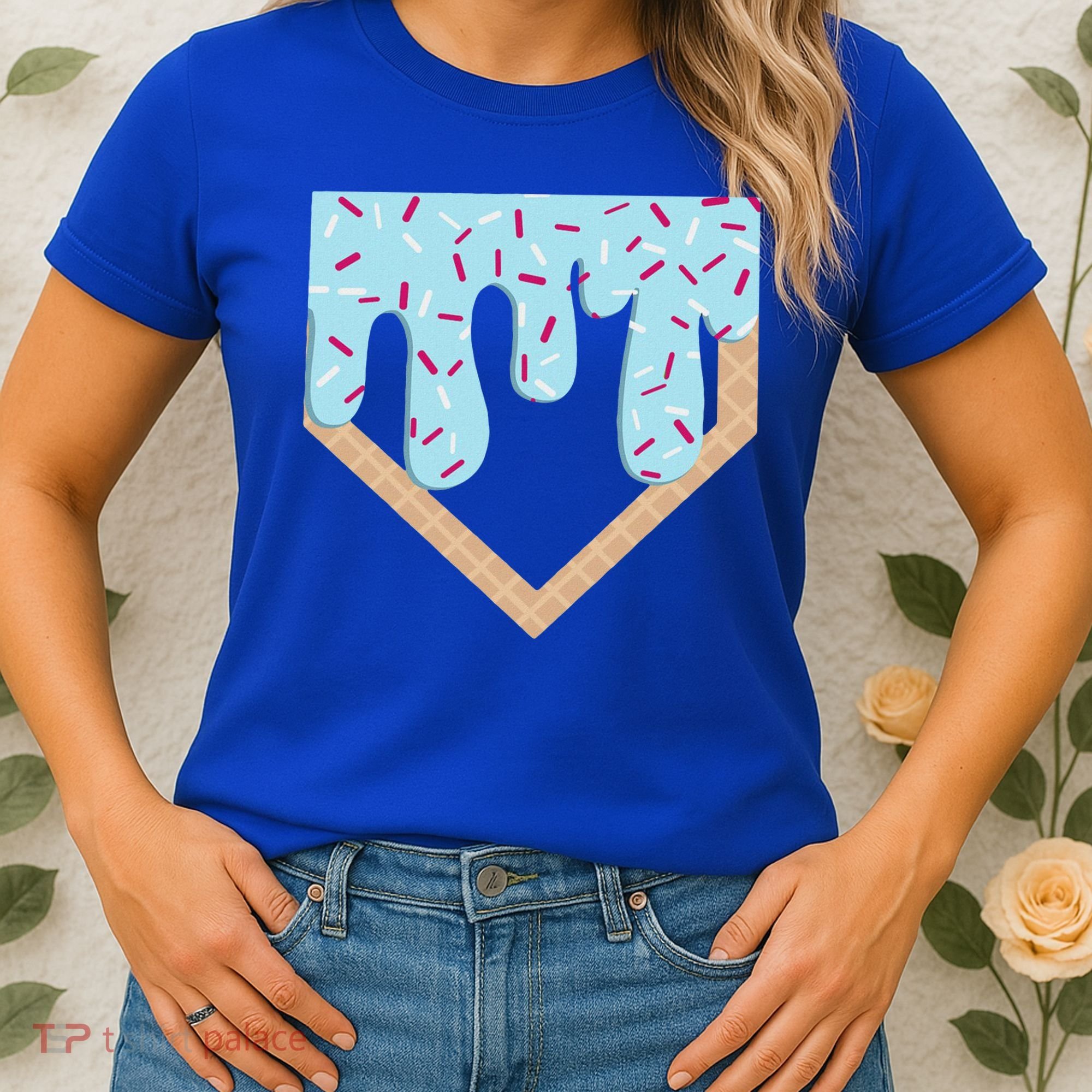 Baseball Ice Cream Dripping Home Plate Drip Women's T-Shirt