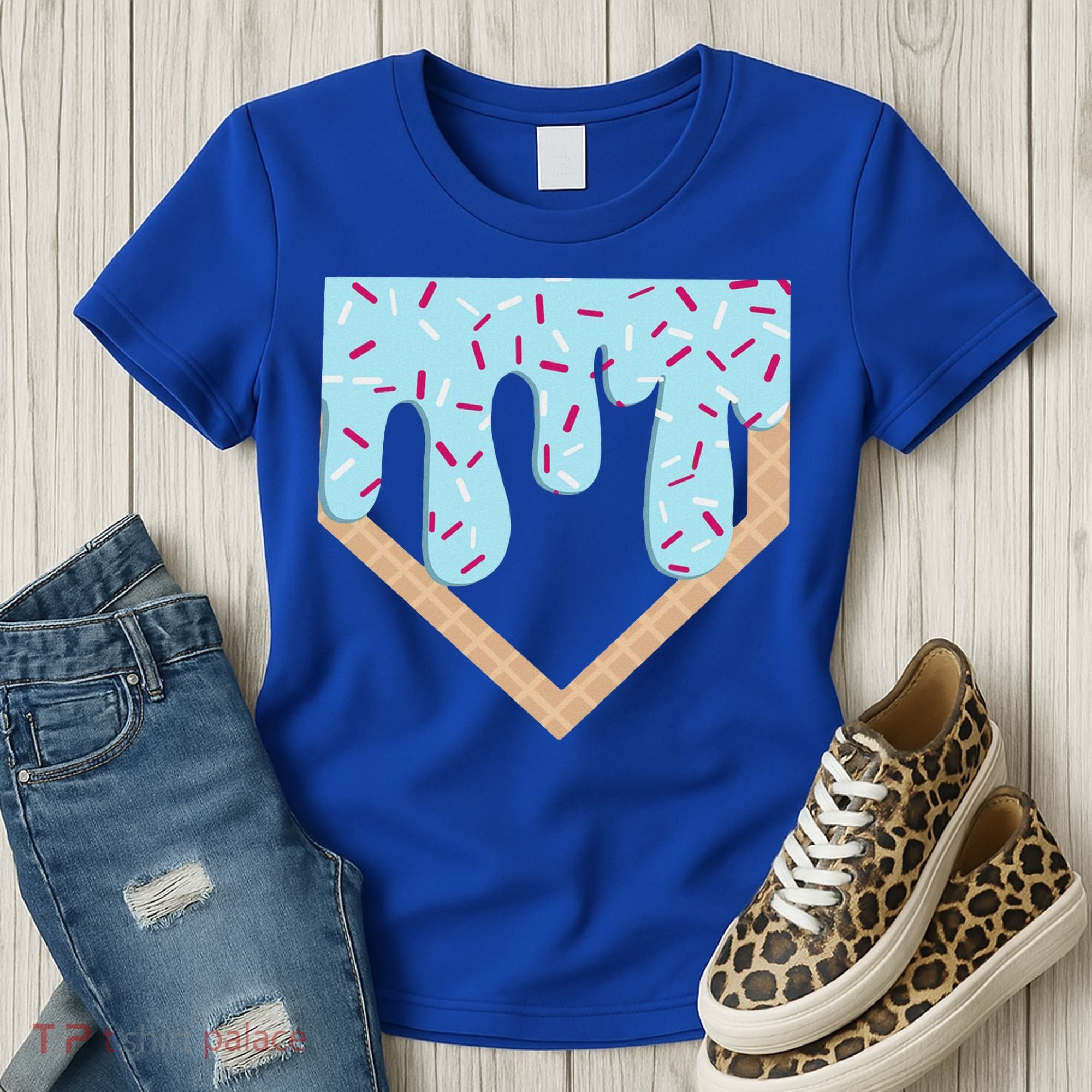 Baseball Ice Cream Dripping Home Plate Drip Women's T-Shirt
