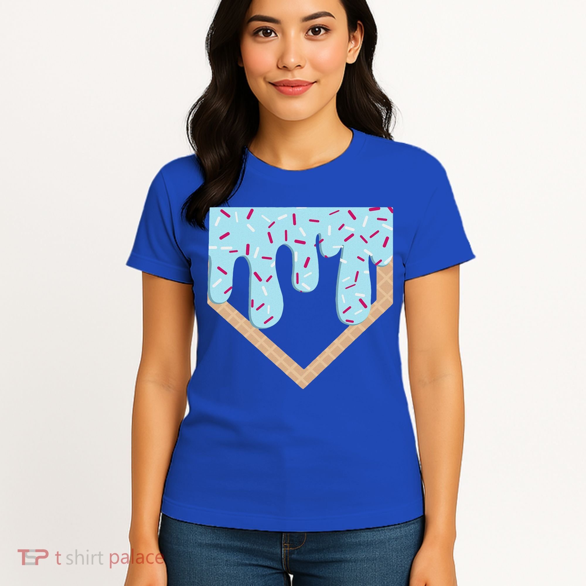 Baseball Ice Cream Dripping Home Plate Drip Women's T-Shirt