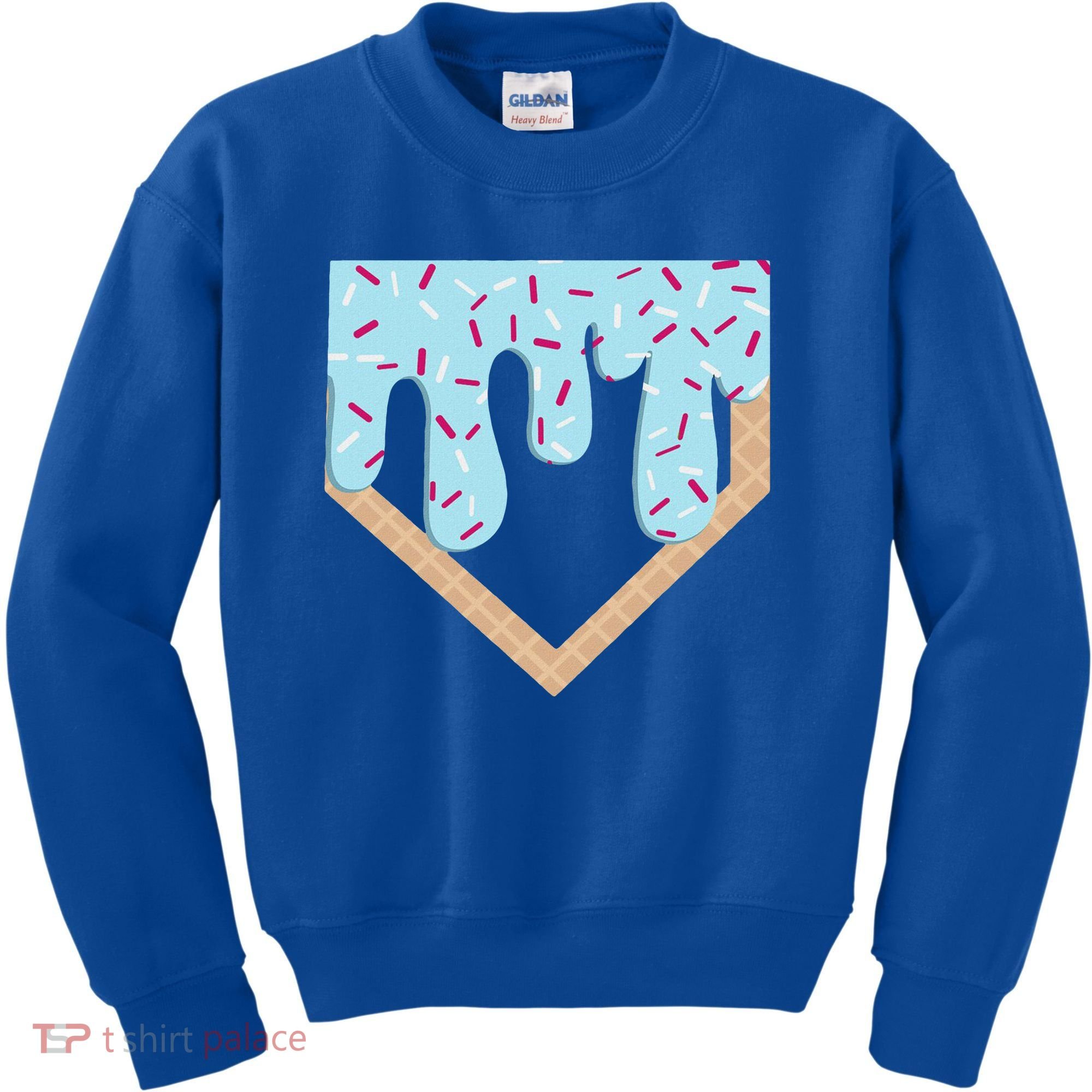 Baseball Ice Cream Dripping Home Plate Drip Kids Sweatshirt