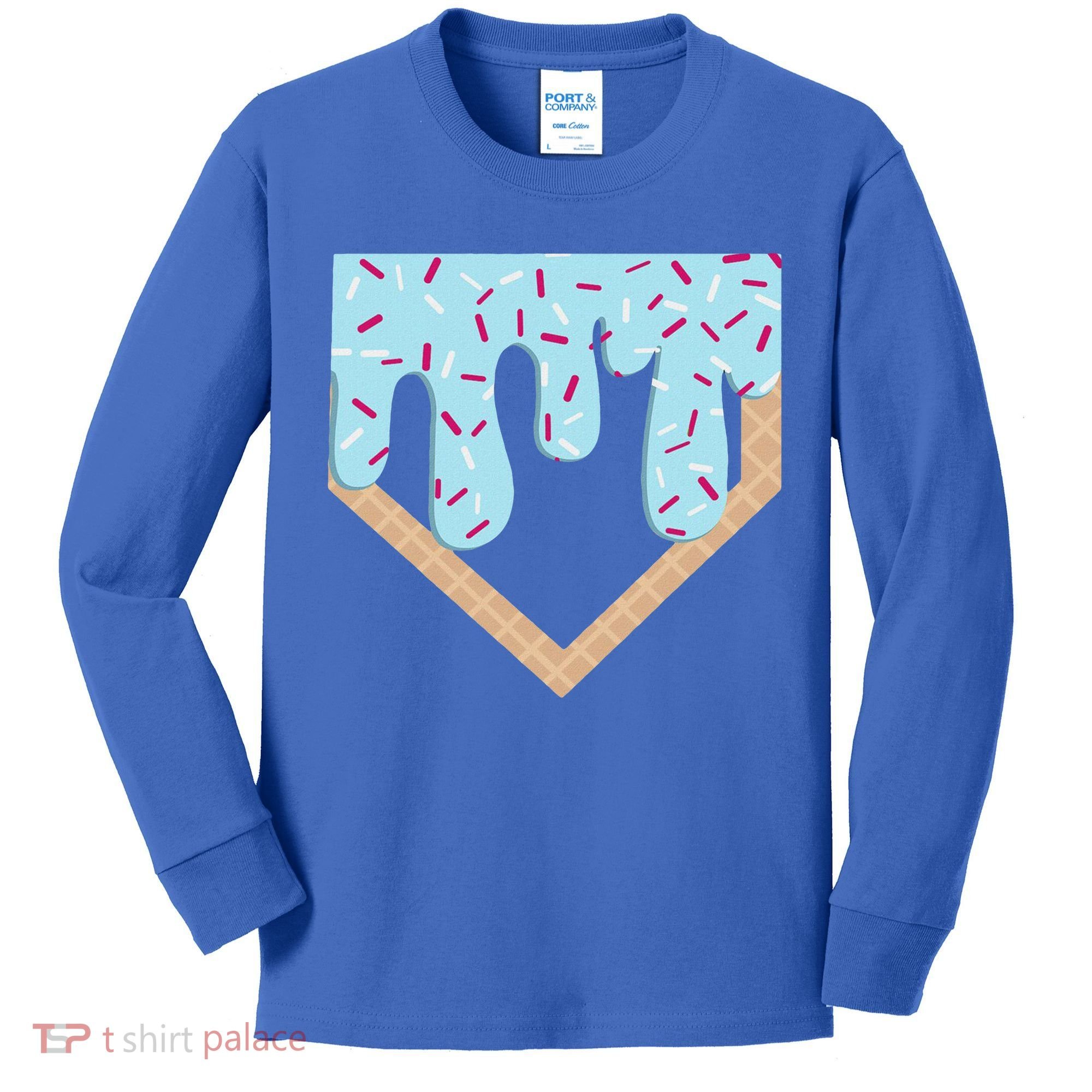 Baseball Ice Cream Dripping Home Plate Drip Kids Long Sleeve Shirt