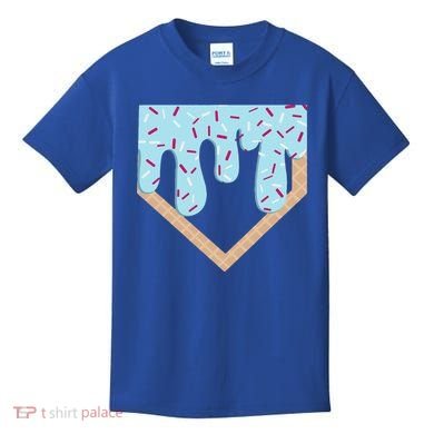 Baseball Ice Cream Dripping Home Plate Drip Kids T-Shirt