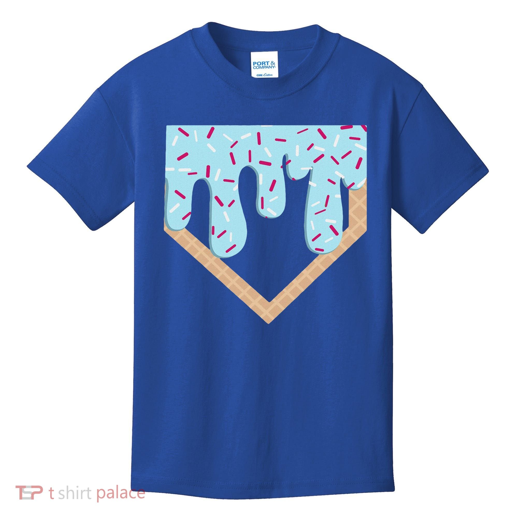 Baseball Ice Cream Dripping Home Plate Drip Kids T-Shirt