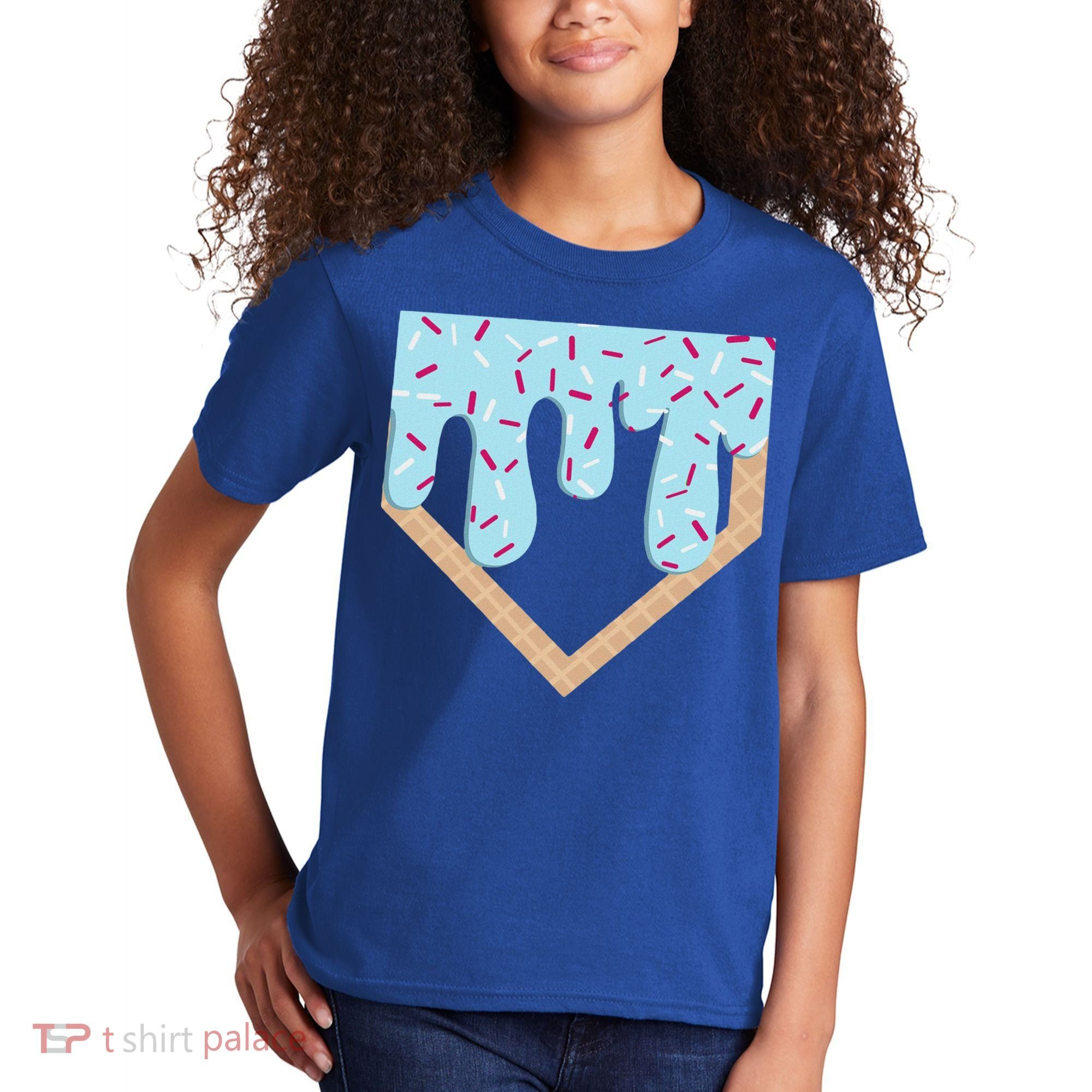 Baseball Ice Cream Dripping Home Plate Drip Kids T-Shirt