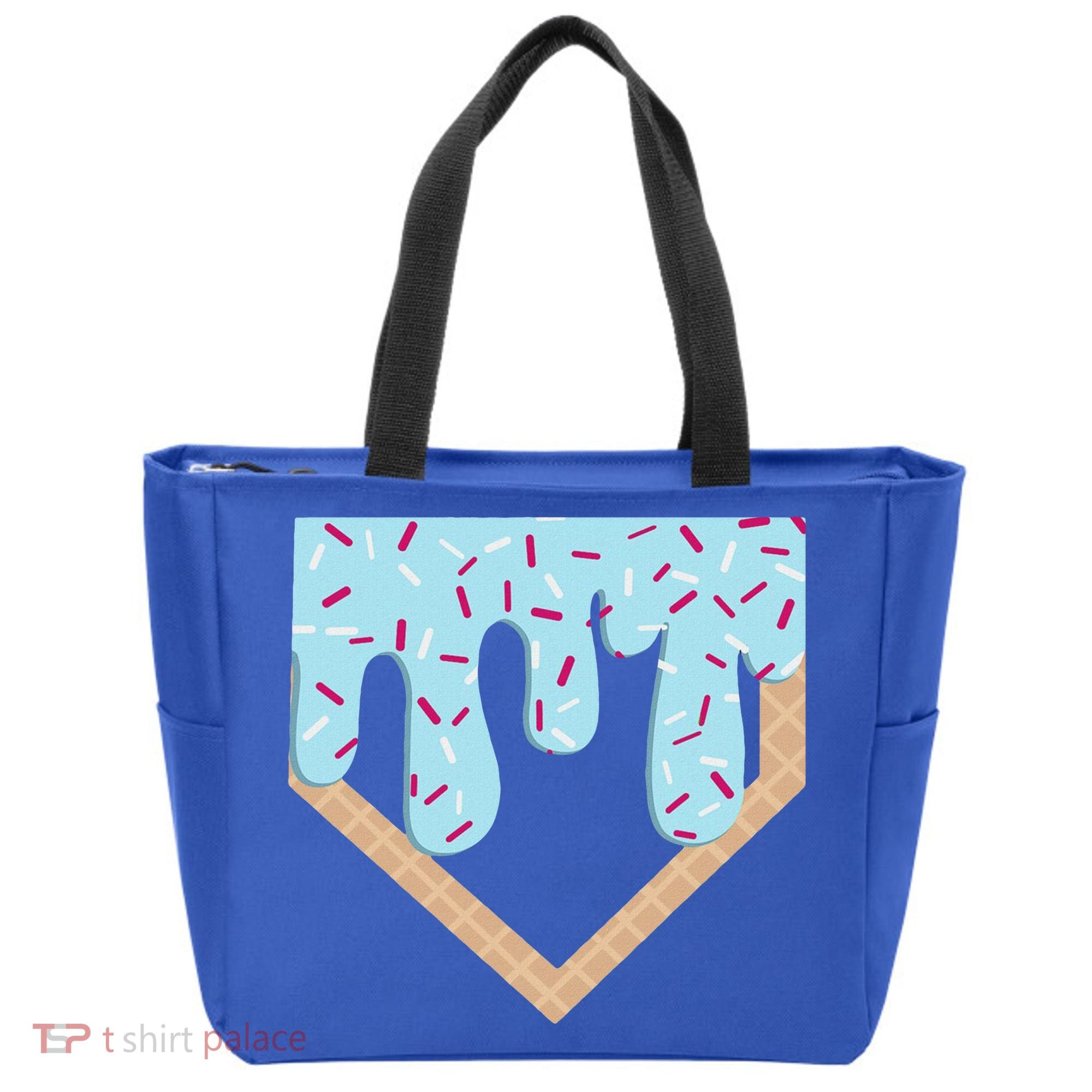 Baseball Ice Cream Dripping Home Plate Drip Tote Bag