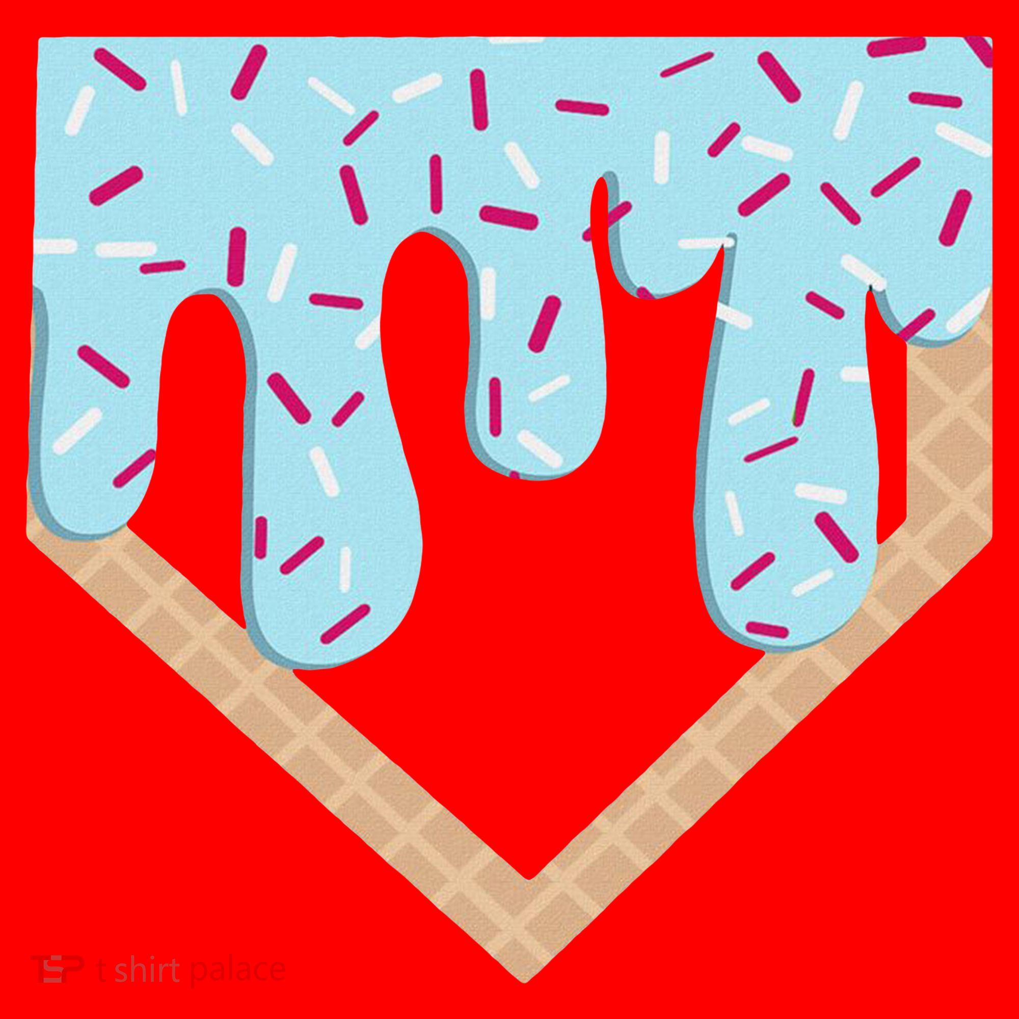 Baseball Ice Cream Dripping Home Plate Drip Santa Hat
