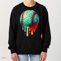 Baseball Ice Cream Dripping Baseball Home Plate Drip Women's Sweatshirt thumb 0