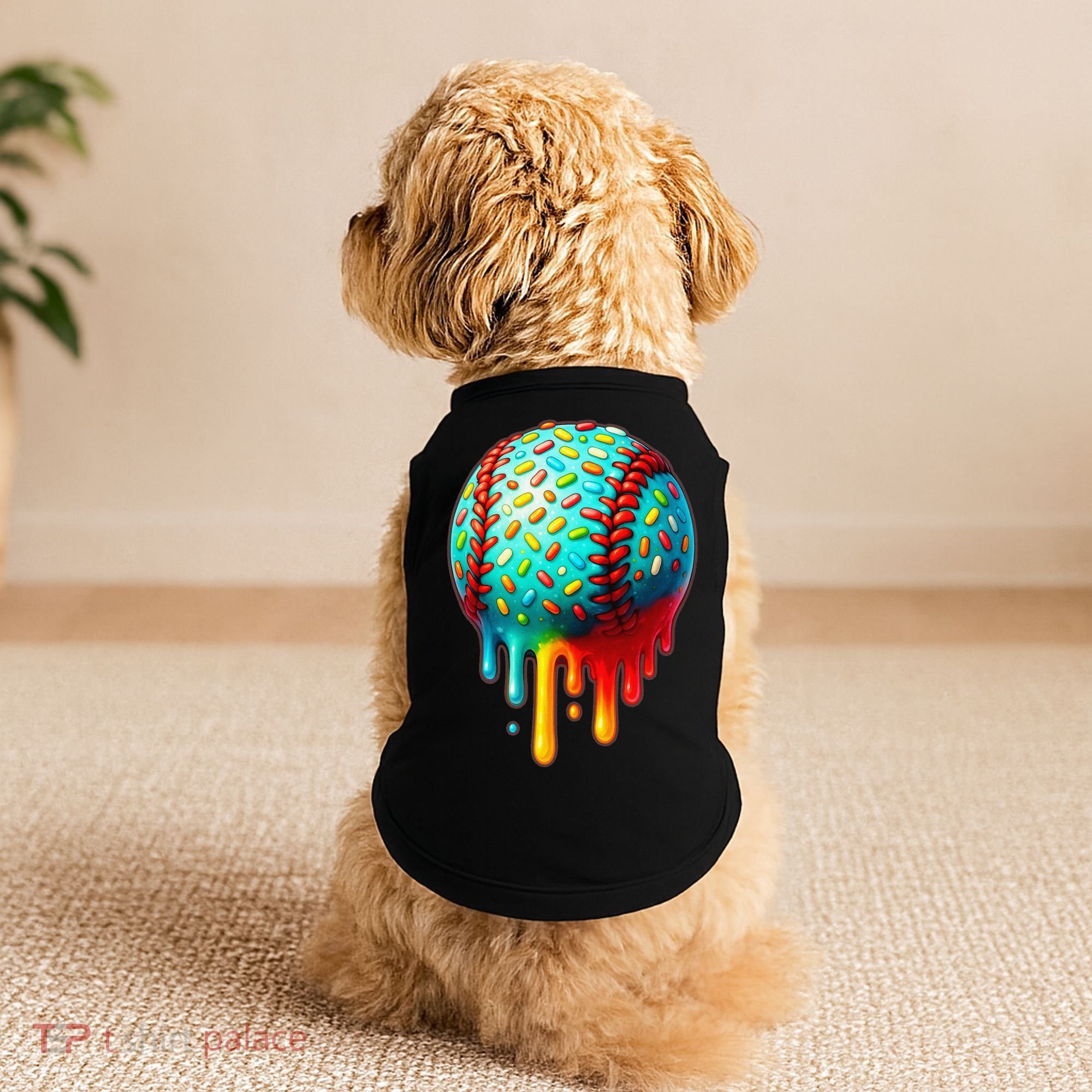 Baseball Ice Cream Dripping Baseball Home Plate Drip Doggie Tank