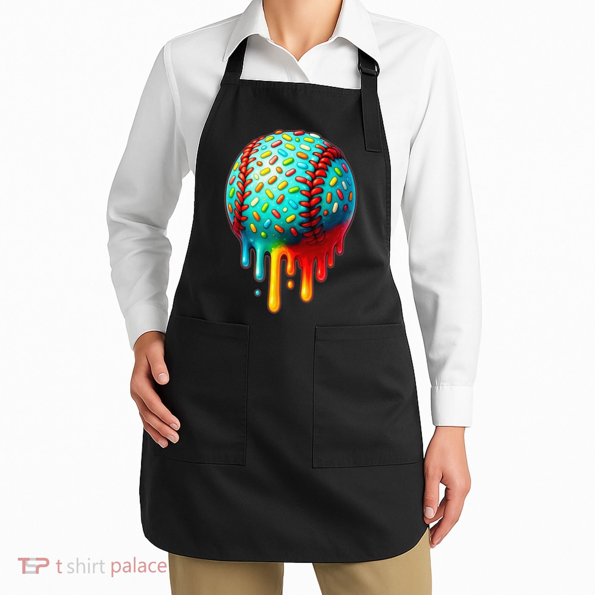 Baseball Ice Cream Dripping Baseball Home Plate Drip Apron