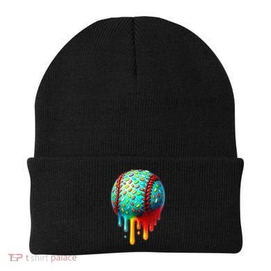 Baseball Ice Cream Dripping Baseball Home Plate Drip Beanie