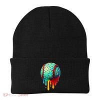Baseball Ice Cream Dripping Baseball Home Plate Drip Beanie thumb 0