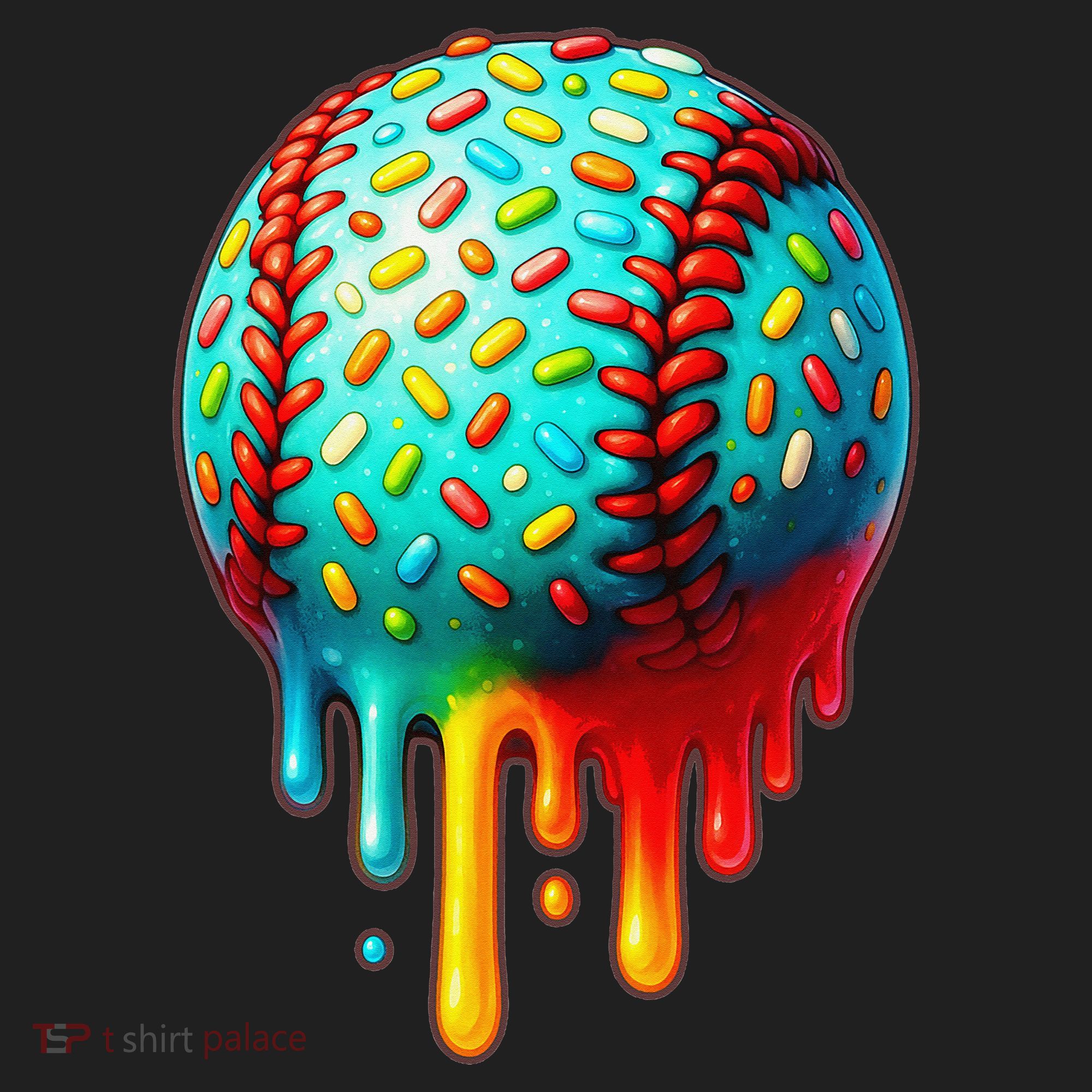 Baseball Ice Cream Dripping Baseball Home Plate Drip Beanie