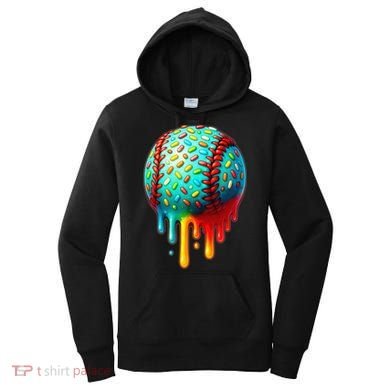Baseball Ice Cream Dripping Baseball Home Plate Drip Women's Hoodie