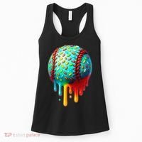 Baseball Ice Cream Dripping Baseball Home Plate Drip Women's Tank Top thumb 0