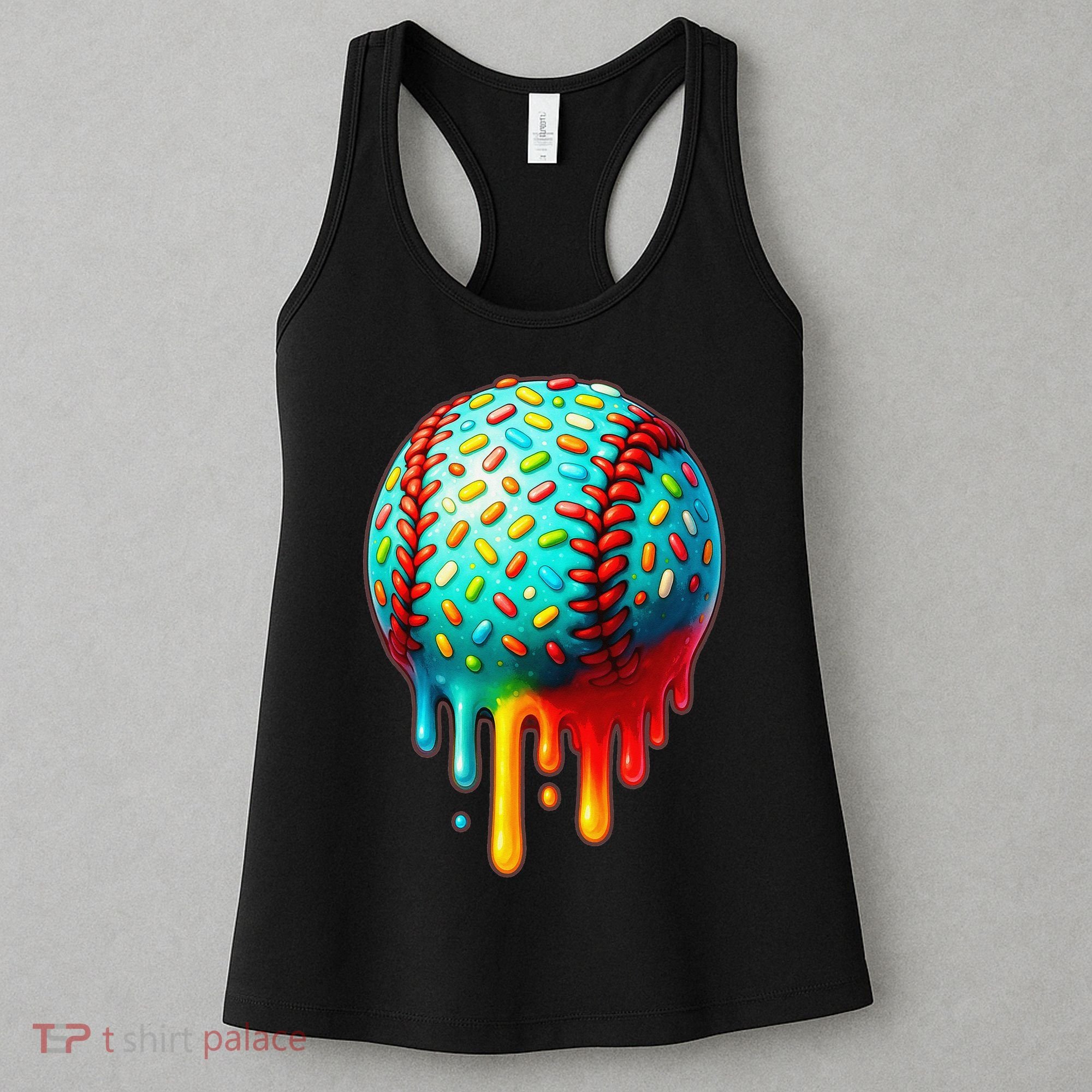 Baseball Ice Cream Dripping Baseball Home Plate Drip Women's Tank Top