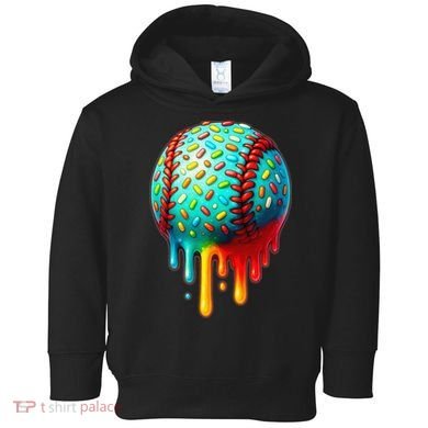 Baseball Ice Cream Dripping Baseball Home Plate Drip Toddler Hoodie