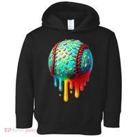Baseball Ice Cream Dripping Baseball Home Plate Drip Toddler Hoodie thumb 0