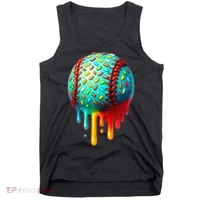 Baseball Ice Cream Dripping Baseball Home Plate Drip Tank Top thumb 0