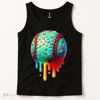 Baseball Ice Cream Dripping Baseball Home Plate Drip Tank Top thumb 2