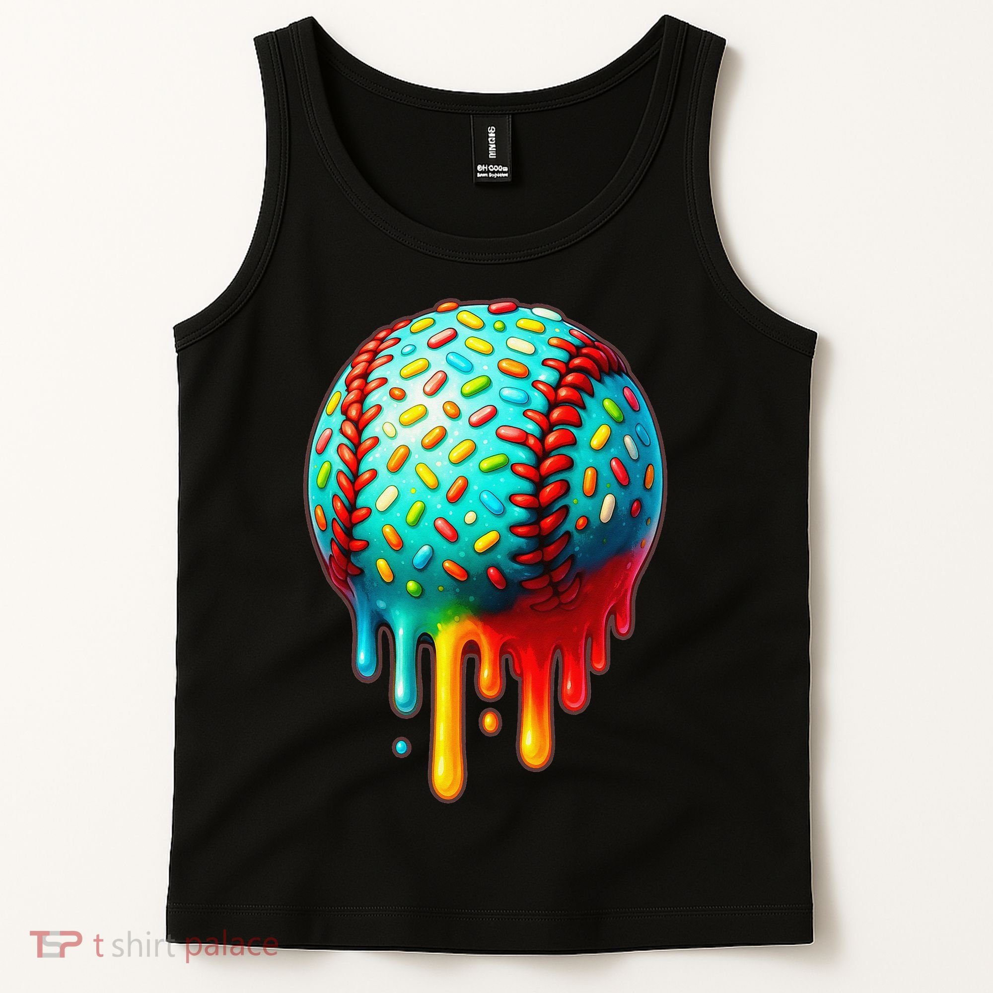 Baseball Ice Cream Dripping Baseball Home Plate Drip Tank Top