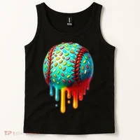 Baseball Ice Cream Dripping Baseball Home Plate Drip Tank Top thumb 2
