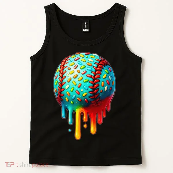 Baseball Ice Cream Dripping Baseball Home Plate Drip Tank Top