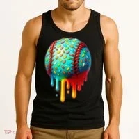 Baseball Ice Cream Dripping Baseball Home Plate Drip Tank Top thumb 3