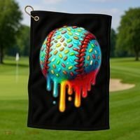 Baseball Ice Cream Dripping Baseball Home Plate Drip Golf Towel thumb 1