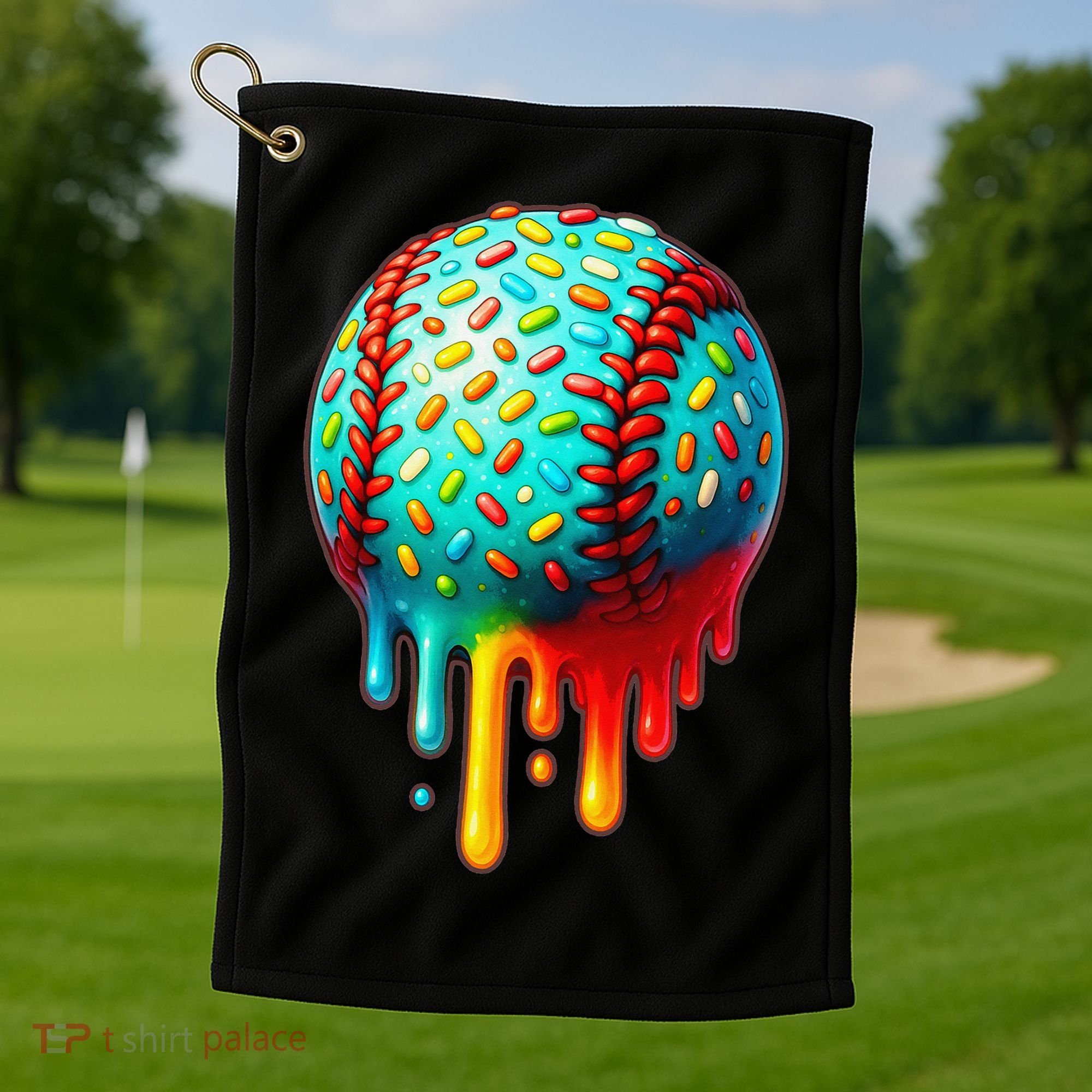 Baseball Ice Cream Dripping Baseball Home Plate Drip Golf Towel