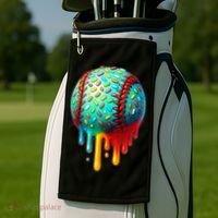 Baseball Ice Cream Dripping Baseball Home Plate Drip Golf Towel thumb 2