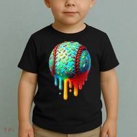 Baseball Ice Cream Dripping Baseball Home Plate Drip Toddler T-Shirt thumb 2